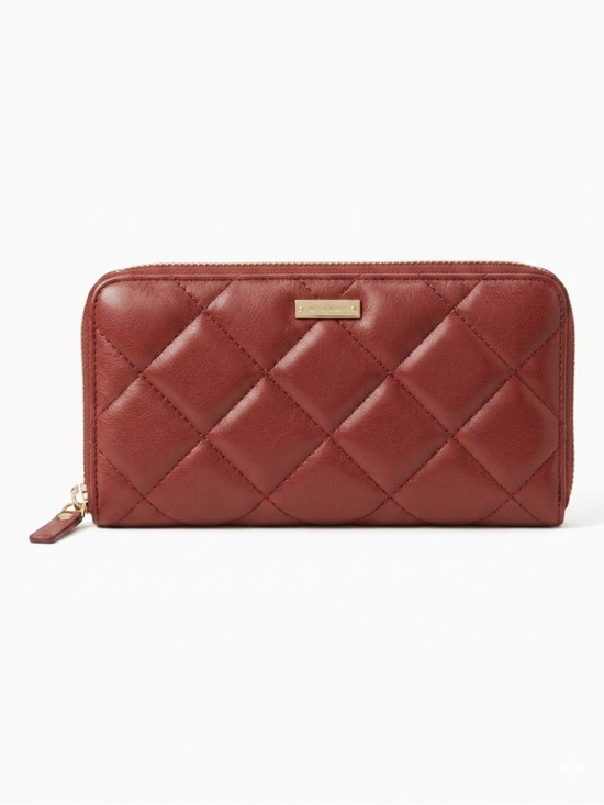 kate spade Handbags - Kate Spade Gold Coast Lacey Quilted Red Leather Zip Around Wallet EUC